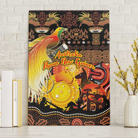 Australia and Papua New Guinea Together Canvas Wall Art Kangaroo Aboriginal Art and Bird-of-paradise Oro Tribal Motifs - Polynesian Pride