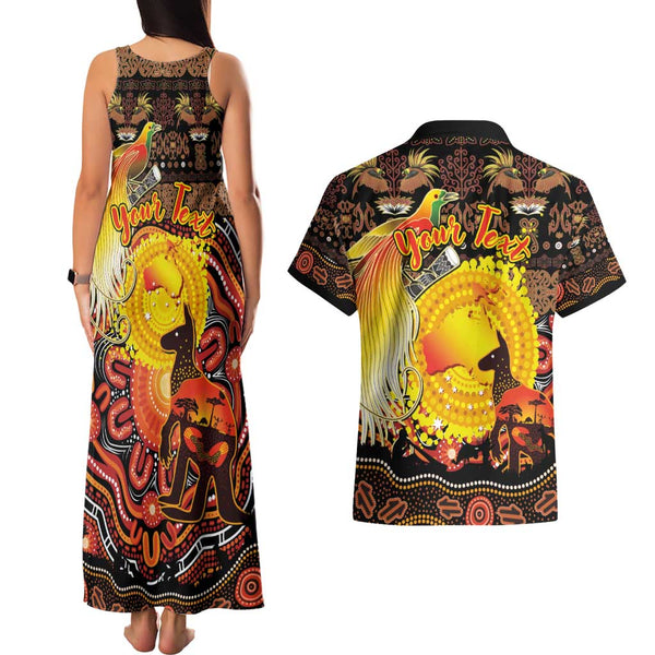 Papua New Guinea Island Tank Maxi Dress Bird of Paradise with Pink Polynesian Tribal LT9 main image 0