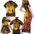 Personalized Australia and Papua New Guinea Together Family Matching Short Sleeve Bodycon Dress and Hawaiian Shirt Kangaroo Aboriginal Art and Bird-of-paradise Oro Tribal Motifs - Polynesian Pride