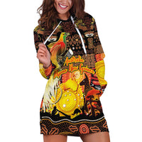 Personalized Australia and Papua New Guinea Together Hoodie Dress Kangaroo Aboriginal Art and Bird-of-paradise Oro Tribal Motifs - Polynesian Pride