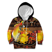 Personalized Australia and Papua New Guinea Together Kid Hoodie Kangaroo Aboriginal Art and Bird-of-paradise Oro Tribal Motifs - Polynesian Pride