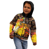 Personalized Australia and Papua New Guinea Together Kid Hoodie Kangaroo Aboriginal Art and Bird-of-paradise Oro Tribal Motifs - Polynesian Pride