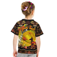 Personalized Australia and Papua New Guinea Together Kid T Shirt Kangaroo Aboriginal Art and Bird-of-paradise Oro Tribal Motifs - Polynesian Pride