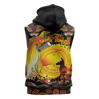 Personalized Australia and Papua New Guinea Together Sleeveless Hoodie Kangaroo Aboriginal Art and Bird-of-paradise Oro Tribal Motifs - Polynesian Pride