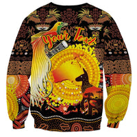 Personalized Australia and Papua New Guinea Together Sweatshirt Kangaroo Aboriginal Art and Bird-of-paradise Oro Tribal Motifs - Polynesian Pride