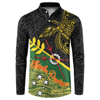 Personalized Chimpu Province Papua New Guinea Button Sweatshirt Bird-of-paradise Art Tattoo and Melanesian Motifs - Polynesian Pride