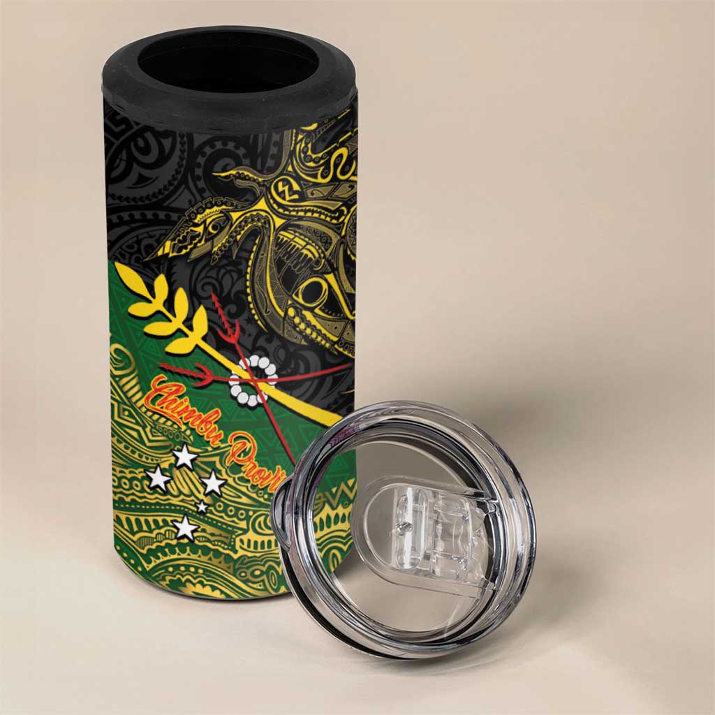 Chimpu Province Papua New Guinea 4 in 1 Can Cooler Tumbler Bird-of-paradise Art Tattoo and Melanesian Motifs - Polynesian Pride
