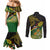 Personalized Chimpu Province Papua New Guinea Couples Matching Mermaid Dress and Long Sleeve Button Shirt Bird-of-paradise Art Tattoo and Melanesian Motifs - Polynesian Pride