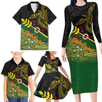 Personalized Chimpu Province Papua New Guinea Family Matching Long Sleeve Bodycon Dress and Hawaiian Shirt Bird-of-paradise Art Tattoo and Melanesian Motifs - Polynesian Pride