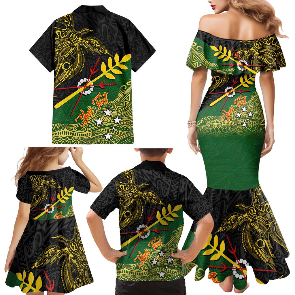 Personalized Chimpu Province Papua New Guinea Family Matching Mermaid Dress and Hawaiian Shirt Bird-of-paradise Art Tattoo and Melanesian Motifs - Polynesian Pride