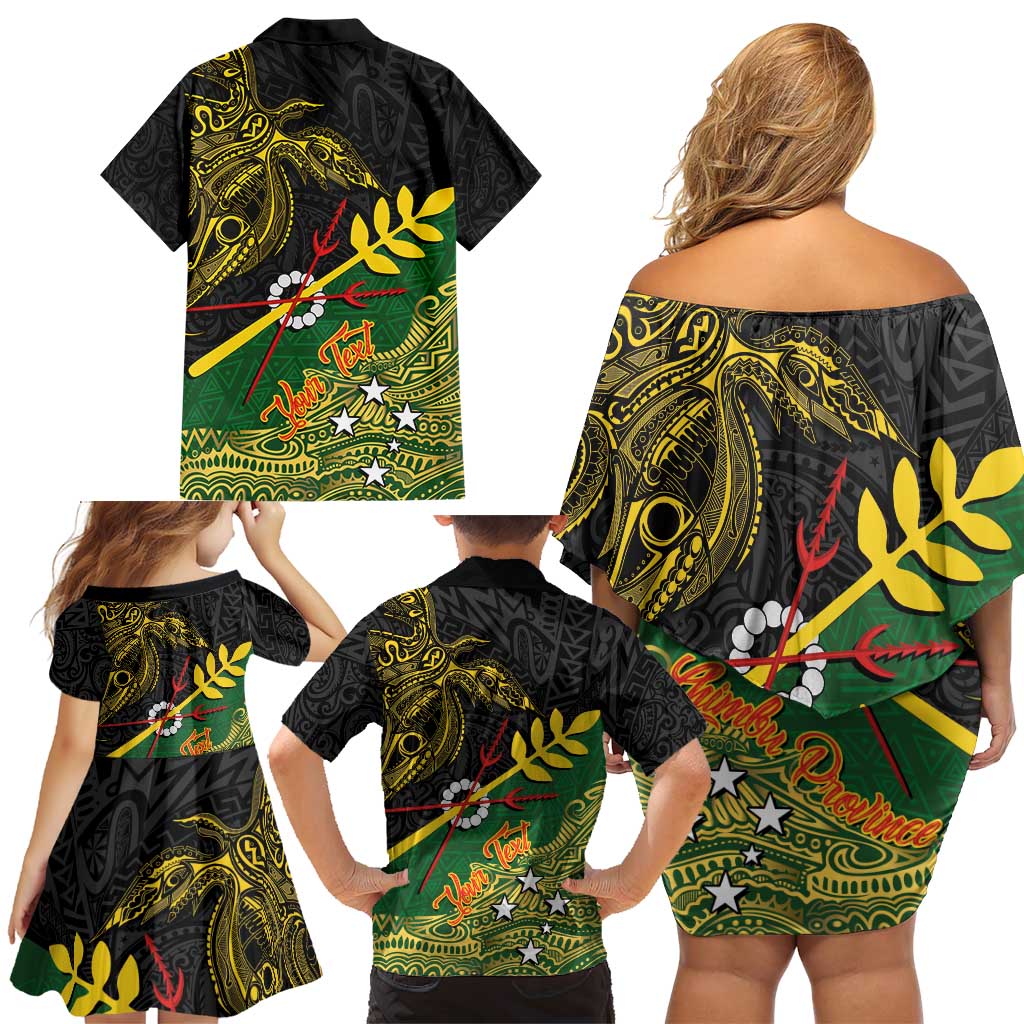 Personalized Chimpu Province Papua New Guinea Family Matching Off Shoulder Short Dress and Hawaiian Shirt Bird-of-paradise Art Tattoo and Melanesian Motifs - Polynesian Pride