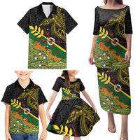 Personalized Chimpu Province Papua New Guinea Family Matching Puletasi and Hawaiian Shirt Bird-of-paradise Art Tattoo and Melanesian Motifs - Polynesian Pride