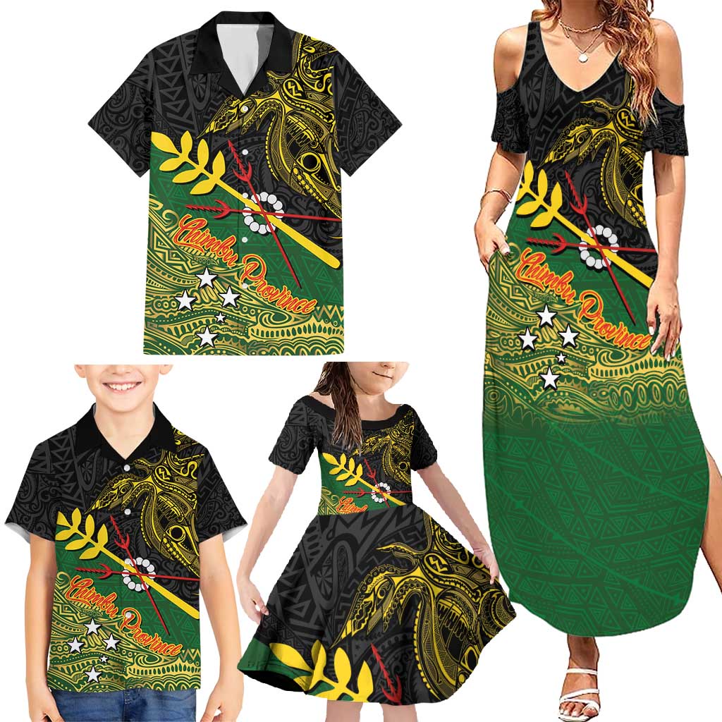 Personalized Chimpu Province Papua New Guinea Family Matching Summer Maxi Dress and Hawaiian Shirt Bird-of-paradise Art Tattoo and Melanesian Motifs - Polynesian Pride