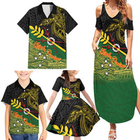 Personalized Chimpu Province Papua New Guinea Family Matching Summer Maxi Dress and Hawaiian Shirt Bird-of-paradise Art Tattoo and Melanesian Motifs - Polynesian Pride