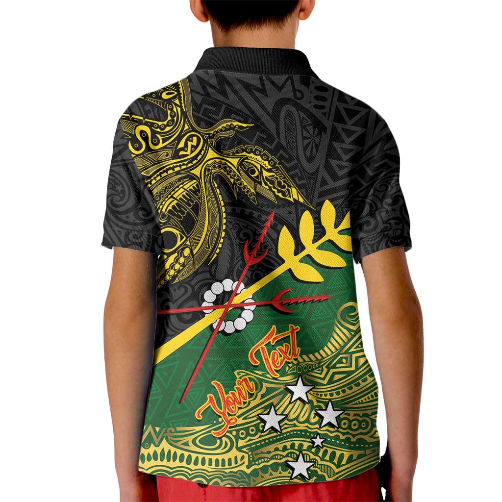 Personalized Chimpu Province Papua New Guinea Kid Polo Shirt Bird-of-paradise Art Tattoo and Melanesian Motifs - Polynesian Pride