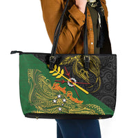 Chimpu Province Papua New Guinea Leather Tote Bag Bird-of-paradise Art Tattoo and Melanesian Motifs - Polynesian Pride