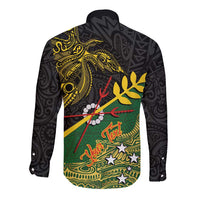 Personalized Chimpu Province Papua New Guinea Long Sleeve Button Shirt Bird-of-paradise Art Tattoo and Melanesian Motifs - Polynesian Pride