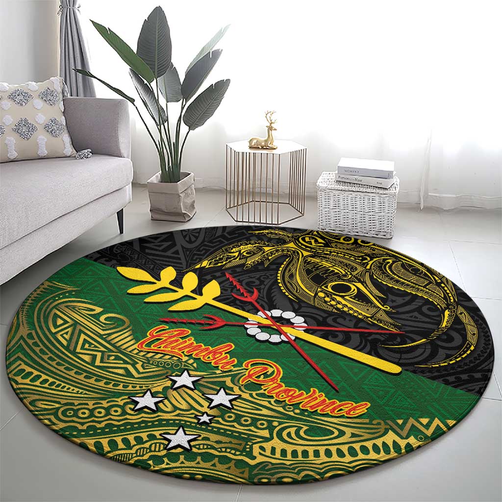 Chimpu Province Papua New Guinea Round Carpet Bird-of-paradise Art Tattoo and Melanesian Motifs - Polynesian Pride
