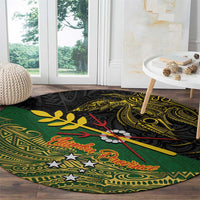 Chimpu Province Papua New Guinea Round Carpet Bird-of-paradise Art Tattoo and Melanesian Motifs - Polynesian Pride