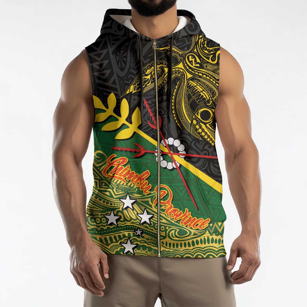 Personalized Chimpu Province Papua New Guinea Sleeveless Zip Hoodie Bird-of-paradise Art Tattoo and Melanesian Motifs - Polynesian Pride