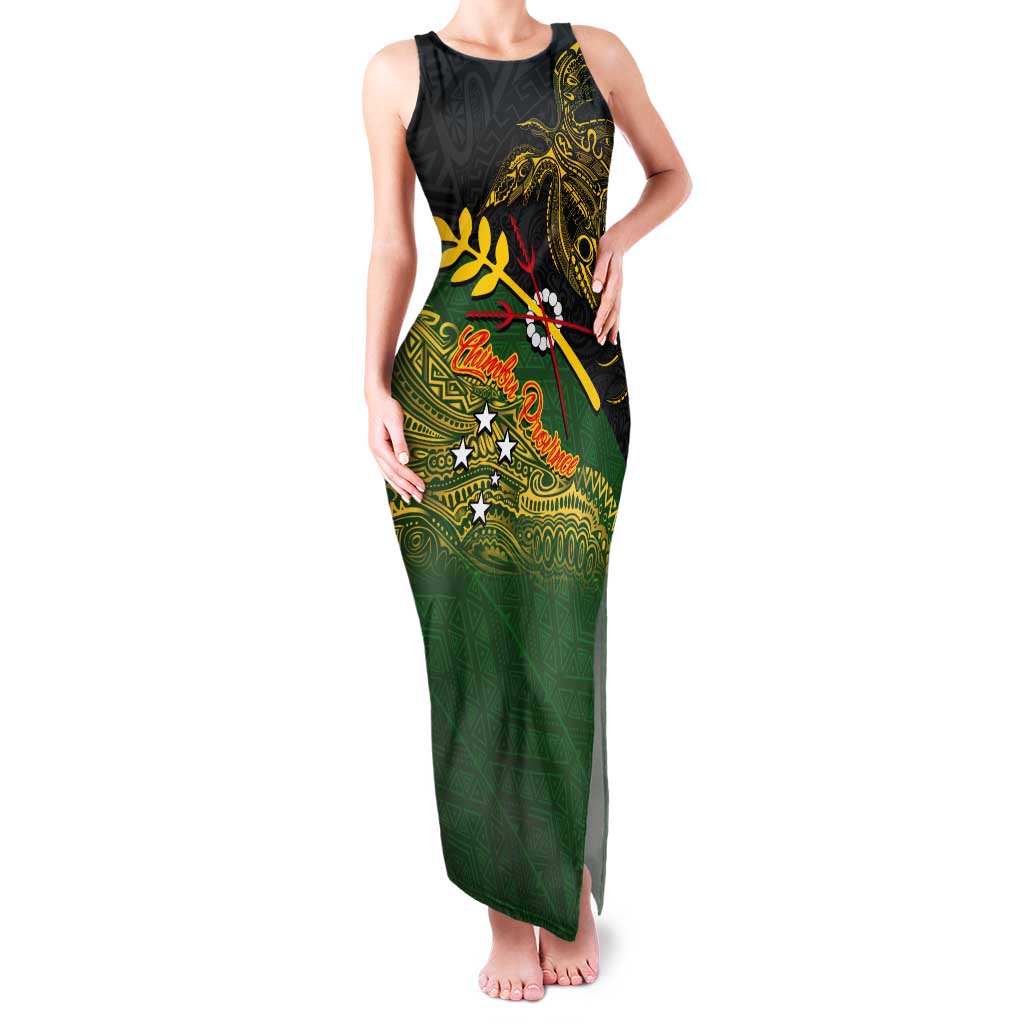 Personalized Chimpu Province Papua New Guinea Tank Maxi Dress Bird-of-paradise Art Tattoo and Melanesian Motifs - Polynesian Pride