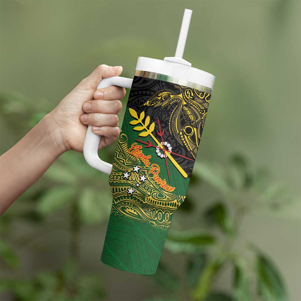 Chimpu Province Papua New Guinea Tumbler With Handle Bird-of-paradise Art Tattoo and Melanesian Motifs - Polynesian Pride