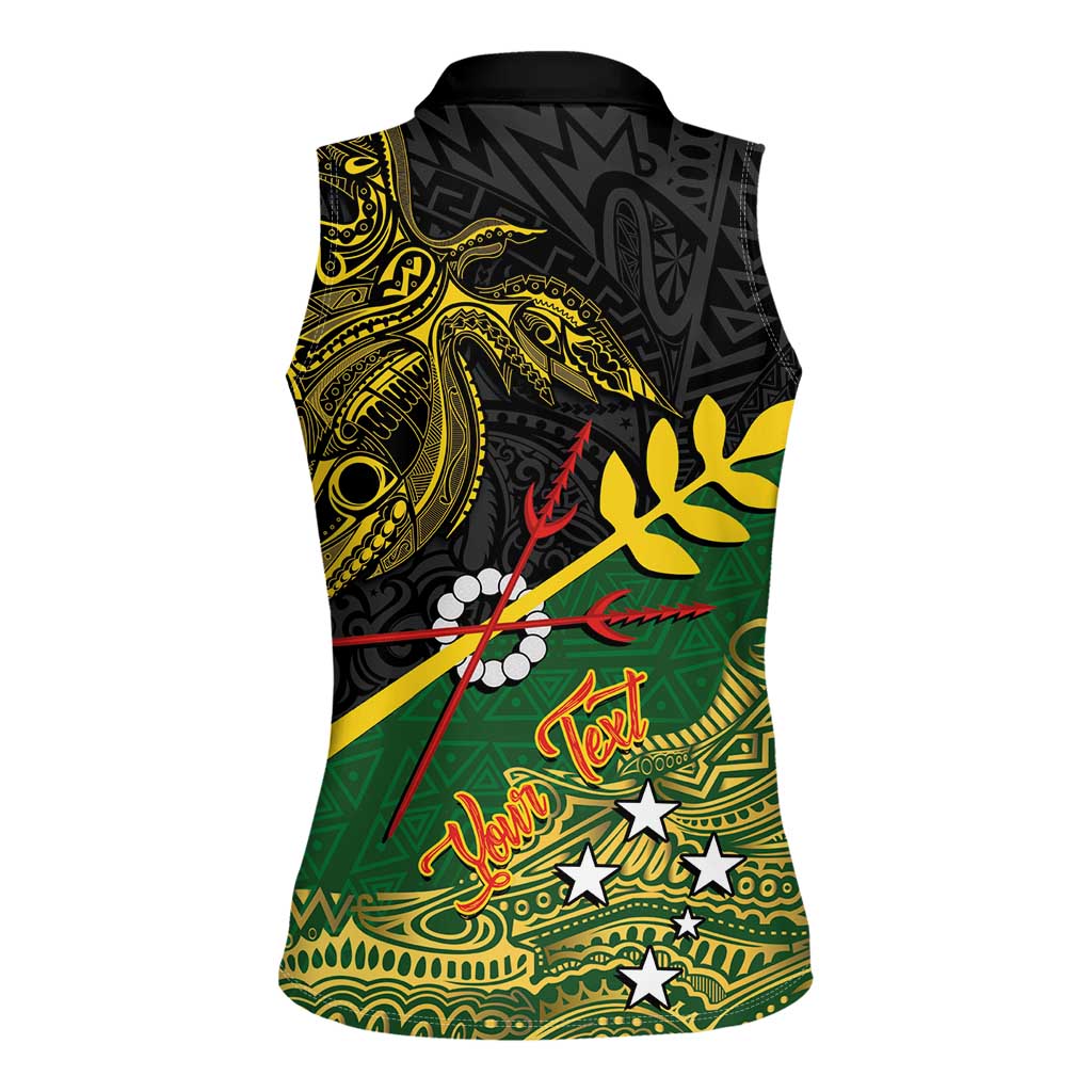 Personalized Chimpu Province Papua New Guinea Women Sleeveless Polo Shirt Bird-of-paradise Art Tattoo and Melanesian Motifs - Polynesian Pride