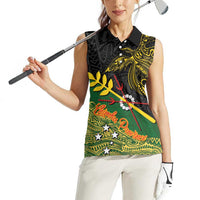 Personalized Chimpu Province Papua New Guinea Women Sleeveless Polo Shirt Bird-of-paradise Art Tattoo and Melanesian Motifs - Polynesian Pride
