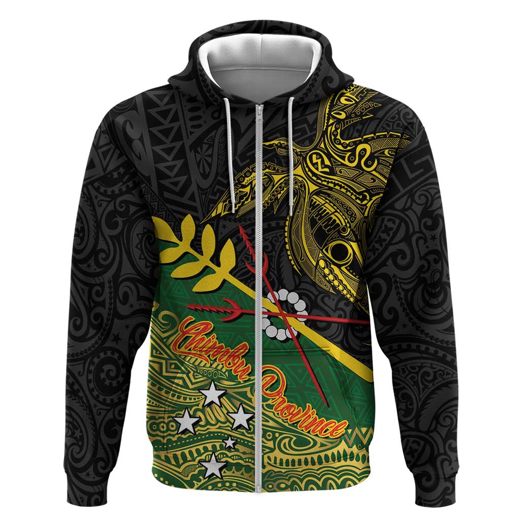 Personalized Chimpu Province Papua New Guinea Zip Hoodie Bird-of-paradise Art Tattoo and Melanesian Motifs - Polynesian Pride
