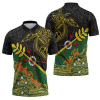 Personalized Chimpu Province Papua New Guinea Zipper Polo Shirt Bird-of-paradise Art Tattoo and Melanesian Motifs - Polynesian Pride