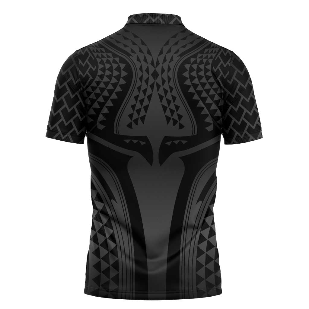 Hawaiian Kakau Art Tattoos Aquaman Style Zipper Polo Shirt Special Edition - Polynesian Pride