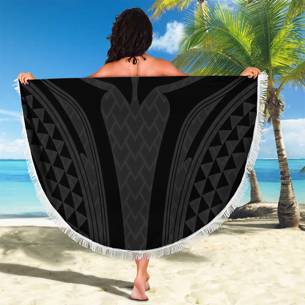 Hawaiian Kakau Art Tattoos Aquaman Style Beach Blanket Black Version - Polynesian Pride