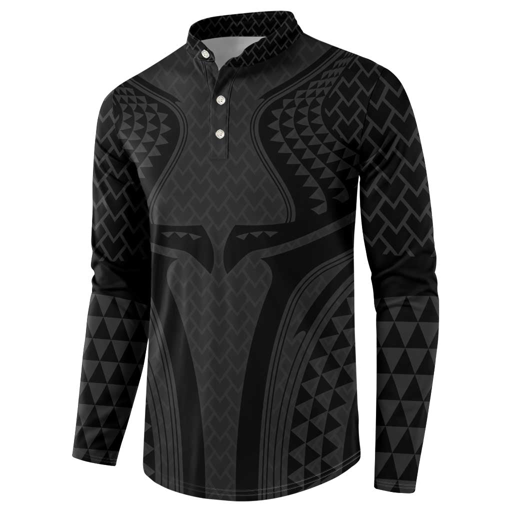 Hawaiian Kakau Art Tattoos Aquaman Style Button Sweatshirt Black Version - Polynesian Pride