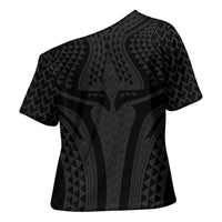 Hawaiian Kakau Art Tattoos Aquaman Style Cross Shoulder Shirt Black Version - Polynesian Pride