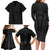 Hawaiian Kakau Art Tattoos Aquaman Style Family Matching Long Sleeve Bodycon Dress and Hawaiian Shirt Black Version - Polynesian Pride