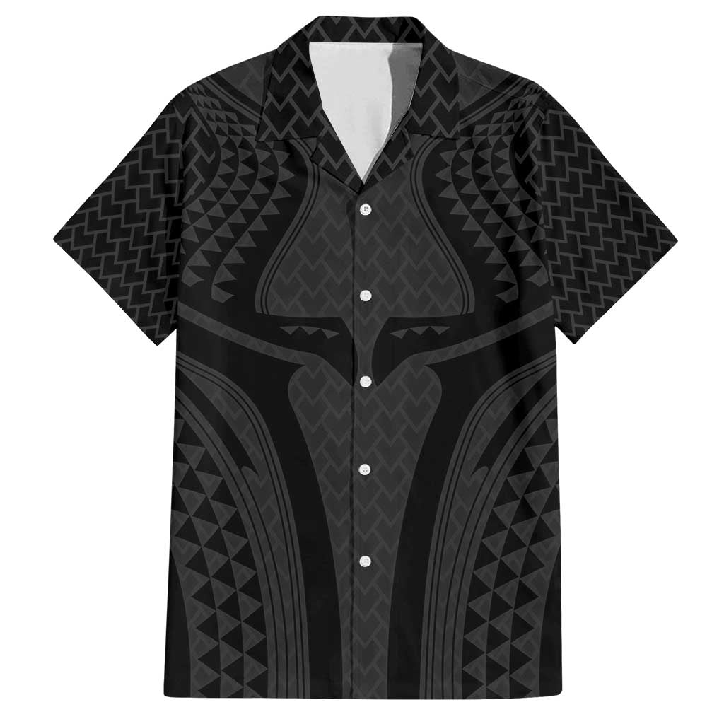 Hawaiian Kakau Art Tattoos Aquaman Style Family Matching Long Sleeve Bodycon Dress and Hawaiian Shirt Black Version - Polynesian Pride