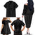 Hawaiian Kakau Art Tattoos Aquaman Style Family Matching Off The Shoulder Long Sleeve Dress and Hawaiian Shirt Black Version - Polynesian Pride