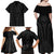 Hawaiian Kakau Art Tattoos Aquaman Style Family Matching Off Shoulder Maxi Dress and Hawaiian Shirt Black Version - Polynesian Pride