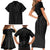 Hawaiian Kakau Art Tattoos Aquaman Style Family Matching Short Sleeve Bodycon Dress and Hawaiian Shirt Black Version - Polynesian Pride