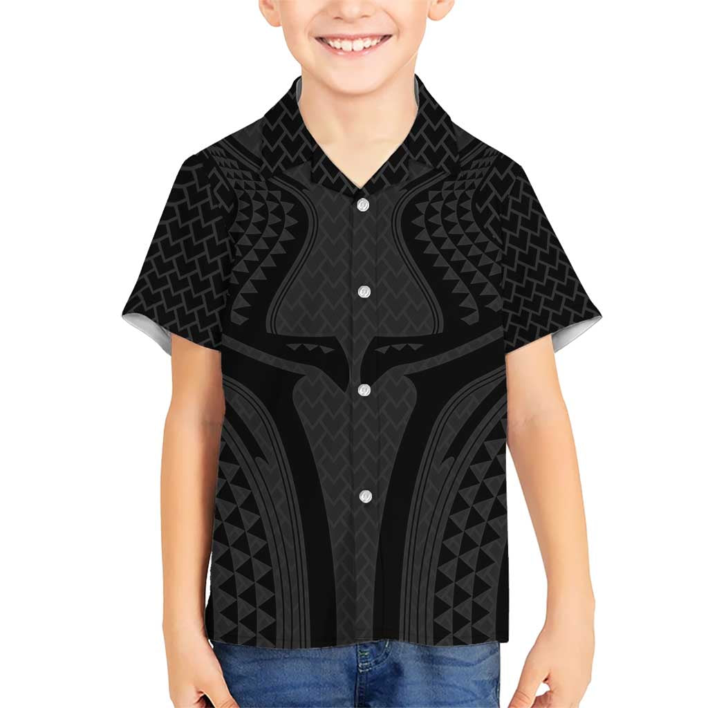 Hawaiian Kakau Art Tattoos Aquaman Style Kid Hawaiian Shirt Black Version LT03 Kid Black - Polynesian Pride