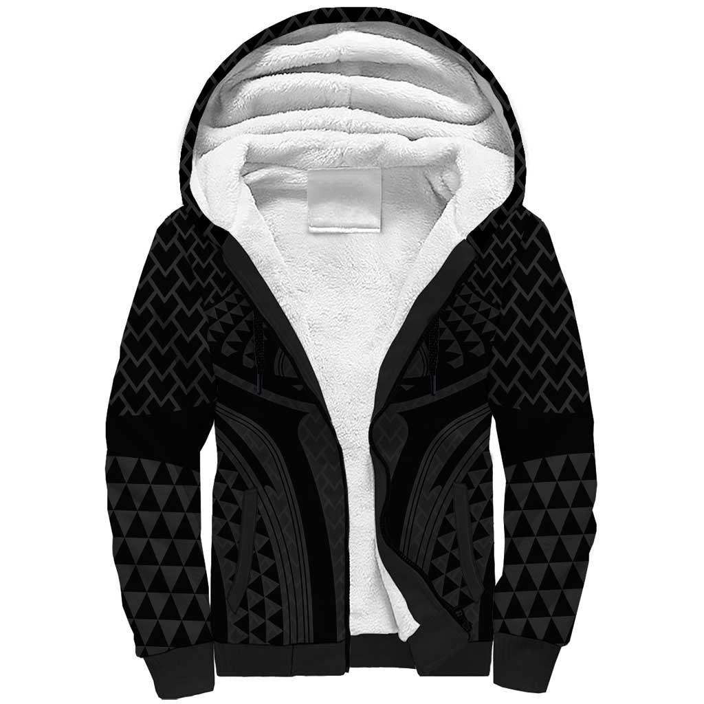 Hawaiian Kakau Art Tattoos Aquaman Style Sherpa Hoodie Black Version - Polynesian Pride