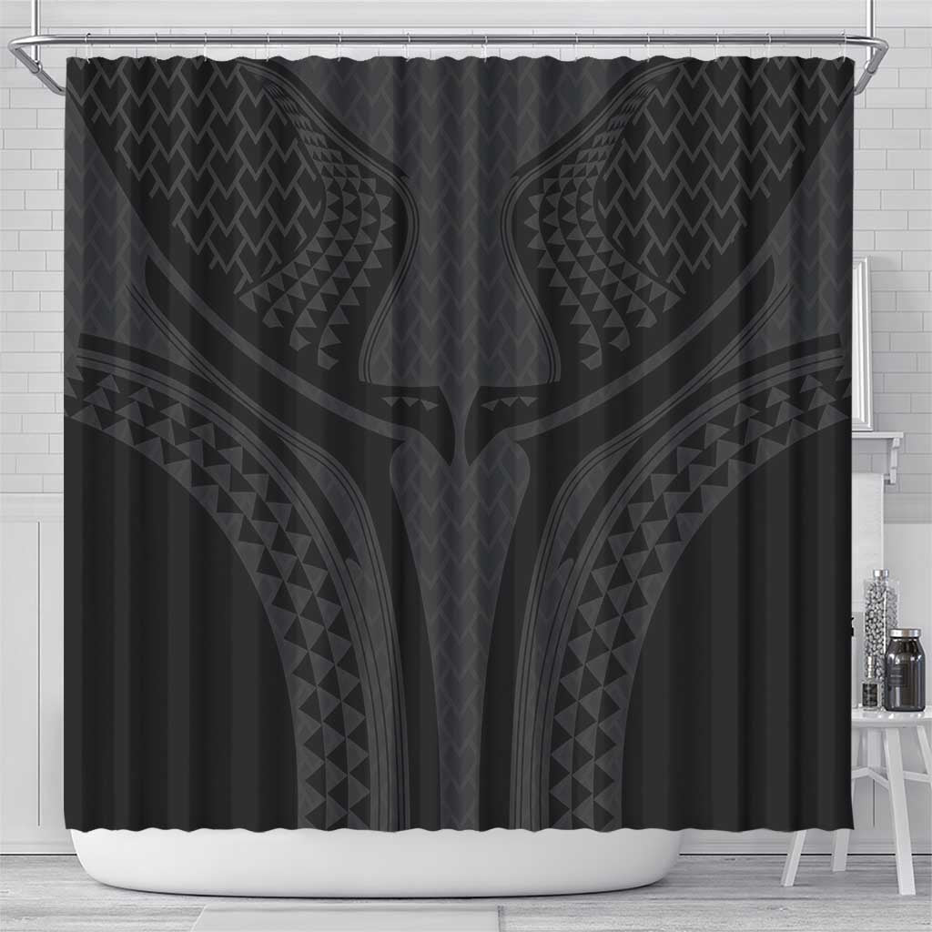 Hawaiian Kakau Art Tattoos Aquaman Style Shower Curtain Black Version - Polynesian Pride