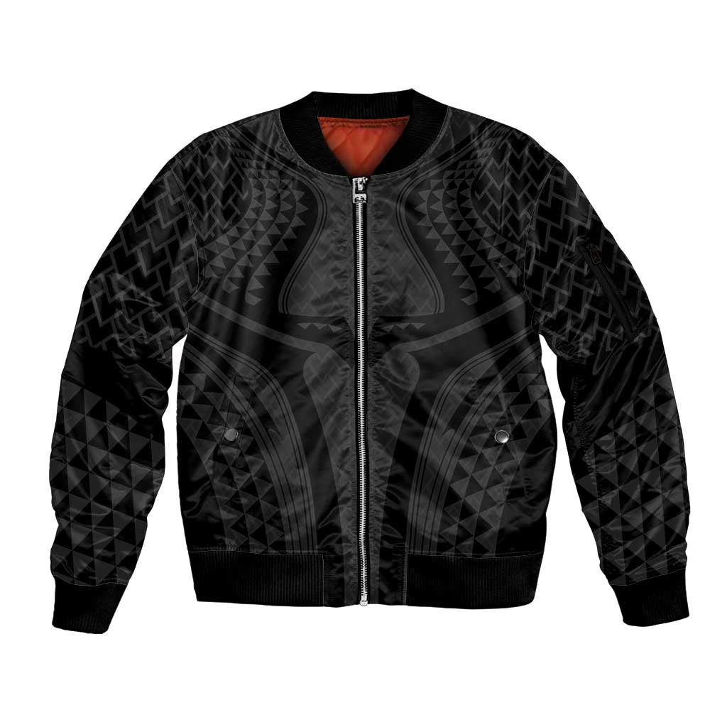Hawaiian Kakau Art Tattoos Aquaman Style Sleeve Zip Bomber Jacket Black Version - Polynesian Pride