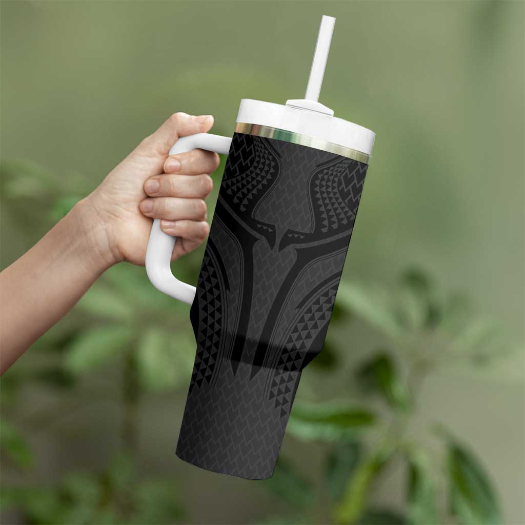 Hawaiian Kakau Art Tattoos Aquaman Style Tumbler With Handle Black Version - Polynesian Pride