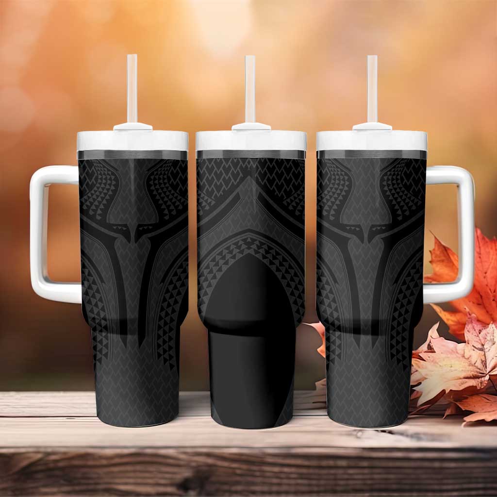 Hawaiian Kakau Art Tattoos Aquaman Style Tumbler With Handle Black Version - Polynesian Pride
