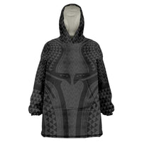 Hawaiian Kakau Art Tattoos Aquaman Style Wearable Blanket Hoodie Black Version - Polynesian Pride