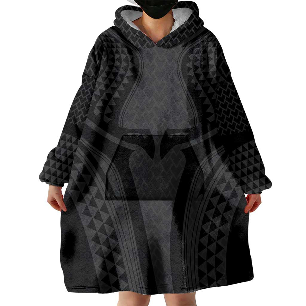 Hawaiian Kakau Art Tattoos Aquaman Style Wearable Blanket Hoodie Black Version - Polynesian Pride