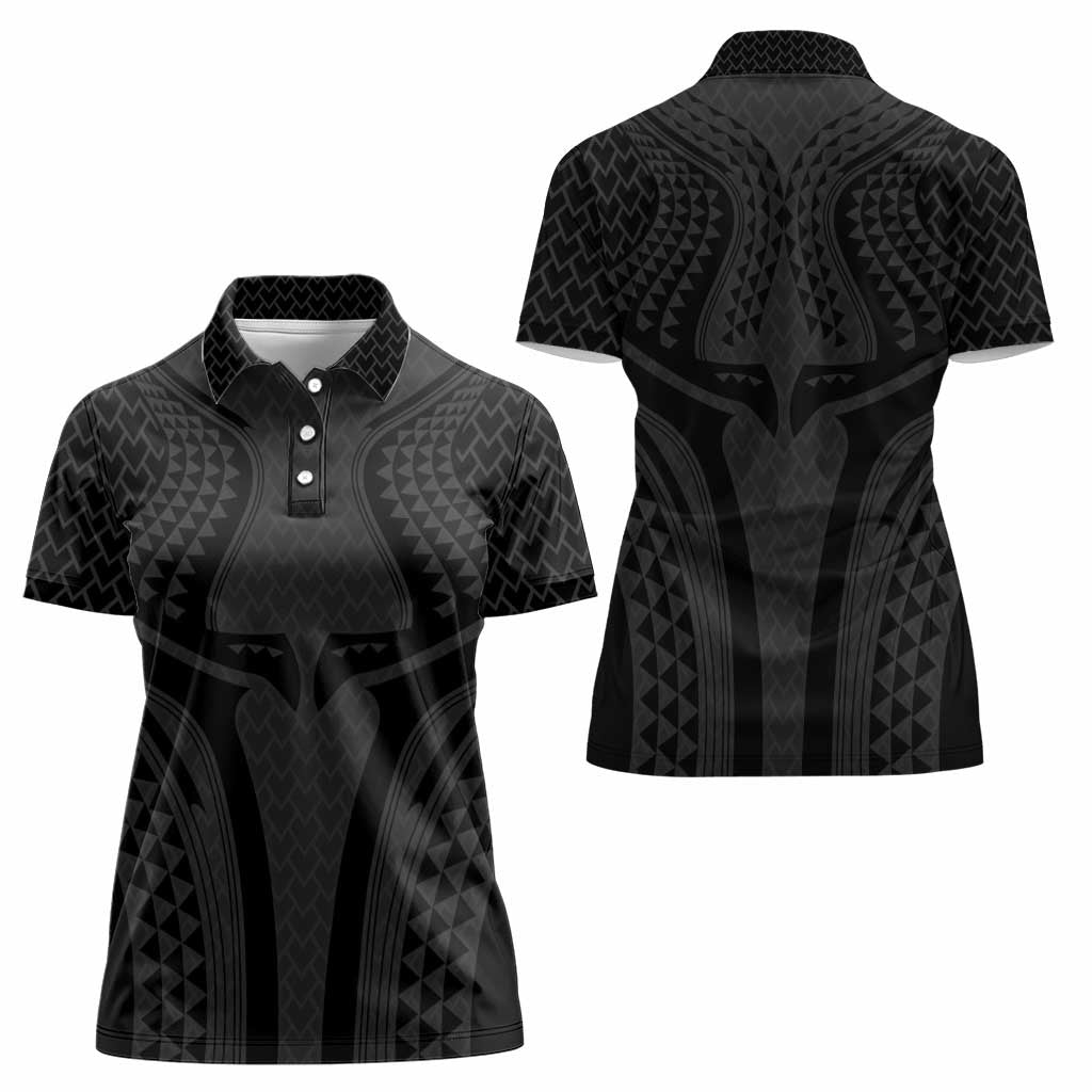Hawaiian Kakau Art Tattoos Aquaman Style Women Polo Shirt Black Version - Polynesian Pride
