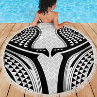 Hawaiian Kakau Art Tattoos Aquaman Style Beach Blanket White Version - Polynesian Pride