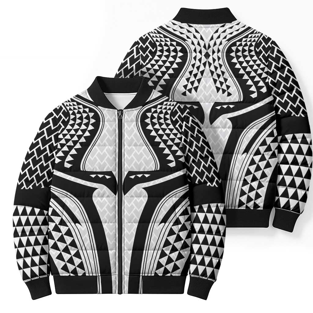 Hawaiian Kakau Art Tattoos Aquaman Style Bomber Puffer Jacket White Version - Polynesian Pride